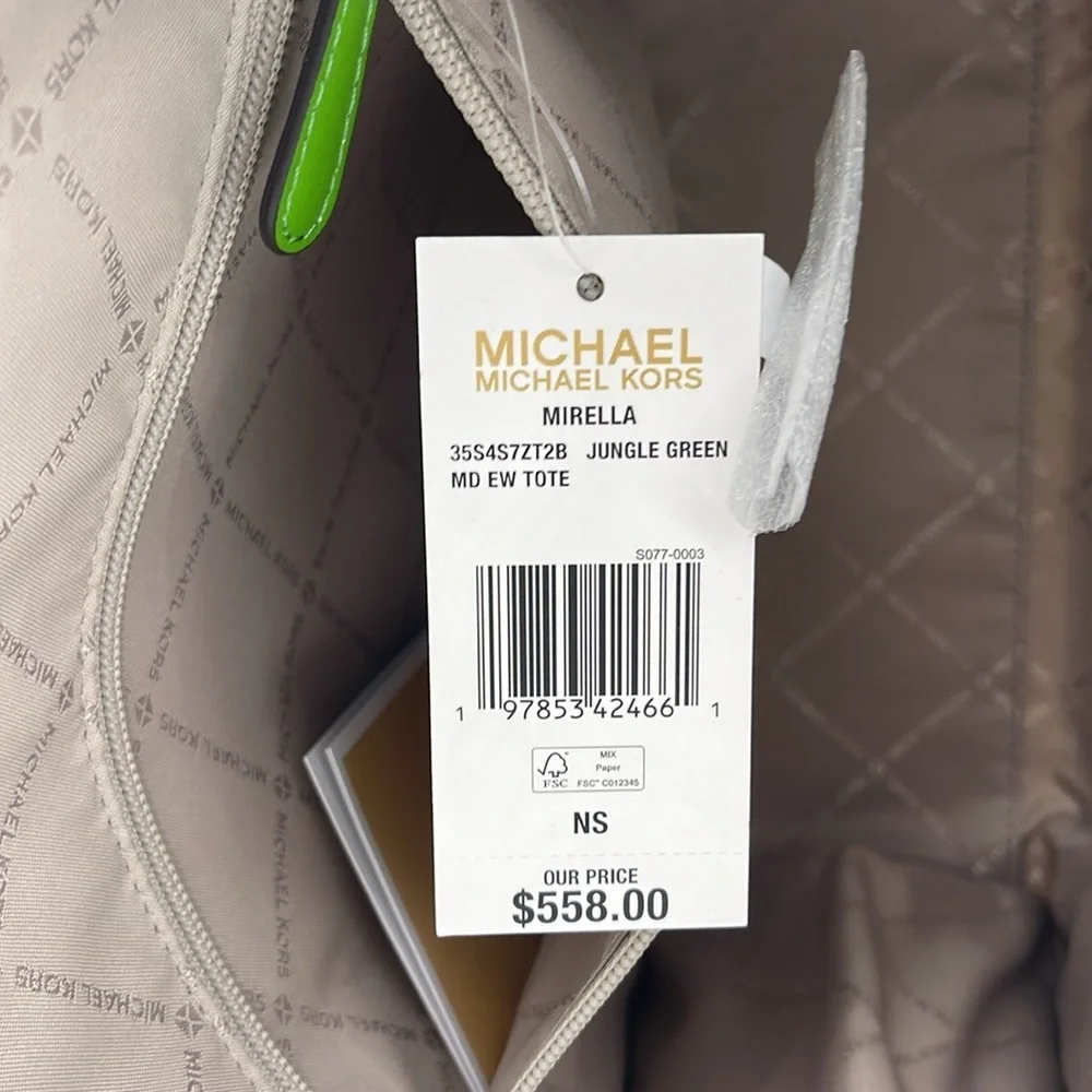 Michael Kors Mirella Medium Ombré Logo Tote Bag Jungle Green  NWT